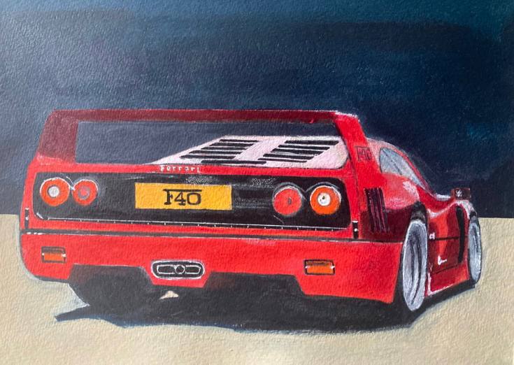 Ferrari acrylic painting