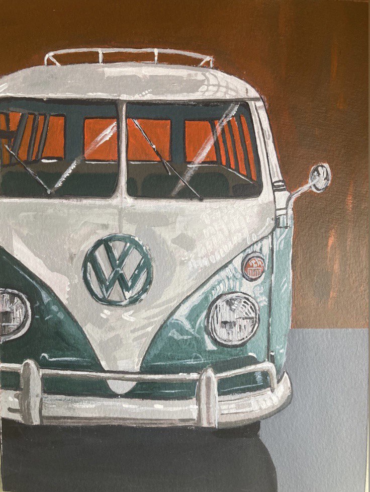 VW Bus acrylic painting