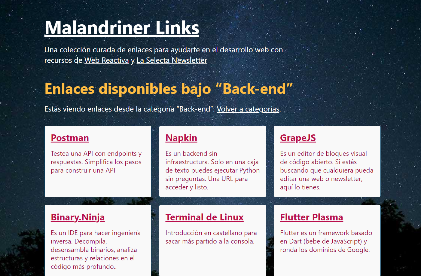 Picture with awesome links for web development.